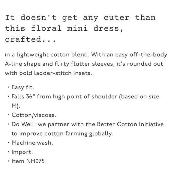 NWT Madewell Flutter-Sleeve Mini Dress in Cottage Garden - Picture 5 of 10